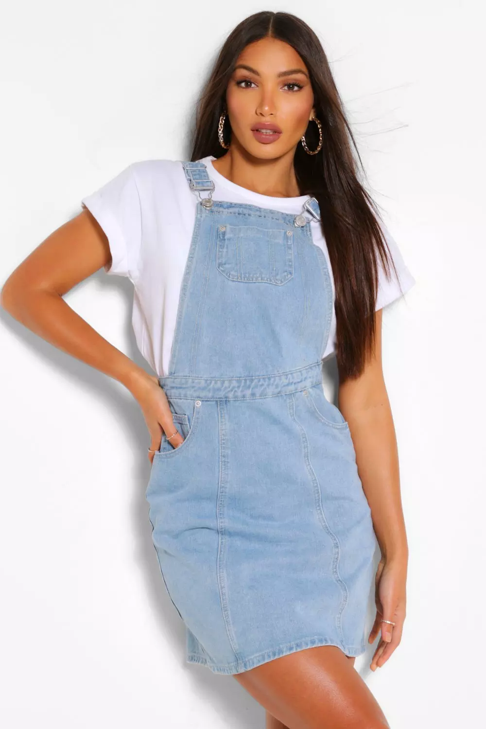 Tall denim pinafore dress sale